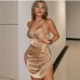 1Sexy Backless Ruched Halter Short Prom Dress