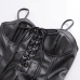 12Sexy Black Pu Zipper Ruched Camisole Dress