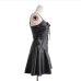 9Sexy Black Pu Zipper Ruched Camisole Dress