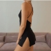 4Sexy Black Slit Backless Sleeveless Mini Dress