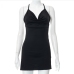 5Sexy Black Slit Backless Sleeveless Mini Dress