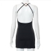 7Sexy Black Slit Backless Sleeveless Mini Dress