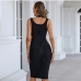 4Sexy Cross Neck  Patchwork Hollow Out Sleeveless Dress