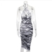 6Sexy Halter Animal Print Sleeveless Midi Dress