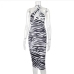 10Sexy Halter Animal Print Sleeveless Midi Dress