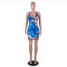 8Sexy Hollow Out Printed Backless Sleeveless Short Dress