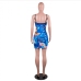 10Sexy Hollow Out Printed Backless Sleeveless Short Dress