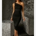 8Sexy Inclined Shoulder Asymmetrical Ruched Dresses