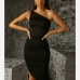 1Sexy Inclined Shoulder Asymmetrical Ruched Dresses