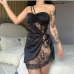 3Sexy Lace Patchwork Sleeveless Ruched Mini Dress