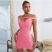 1Sexy Pink Backless Skinny Mini Dresses