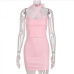5Sexy Pink Patchwork Backless Bodycon Mini Dresses
