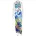 5Sexy Print Backless Slit Sleeveless Maxi Dress