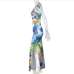 6Sexy Print Backless Slit Sleeveless Maxi Dress