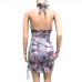 9Sexy Printed Cut Out Drawstring Halter Mini Dress