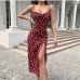 1Sexy Ruched Floral Slit Camisole Midi Dress