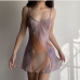 3Sexy See Through Multicolored Slit Sleeveless Dress
