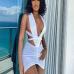 10Sexy Solid Bandage Hollowed Out Split Dresses