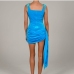 10Sexy Solid Sleeveless Irregular Short Dresses