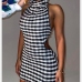 1Sexy Striped Open Back Halter Neck Mini Dress