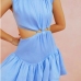 1Side Cutout Ruffled Hem Summer Dresses