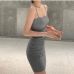 3Simple Design Solid Backless Camisole Short Dress