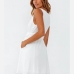 3Single Breasted V Neck White Sleeveless Dress