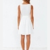 6Single Breasted V Neck White Sleeveless Dress