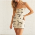 3Street Butterfly Print Ruched Camisole Mini Dress