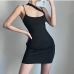 4Stylish Black Backless Sleeveless Short Dress