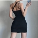 5Stylish Black Backless Sleeveless Short Dress