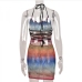 7Stylish Multicolored Halter Summer Sleeveless Dress