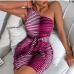 3Stylish One Shoulder Contrast Color Sleeveless Dresses