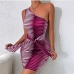 4Stylish One Shoulder Contrast Color Sleeveless Dresses