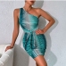 6Stylish One Shoulder Contrast Color Sleeveless Dresses