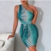 7Stylish One Shoulder Contrast Color Sleeveless Dresses