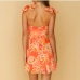 5Stylish Orange Sleeveless Backless Flower Dresses