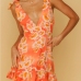 6Stylish Orange Sleeveless Backless Flower Dresses