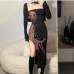 1Stylish Printed Backless Slit Halter Sleeveless Dress