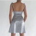 3Summer Charming Satin  Solid Backless Camisole Dress