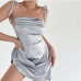 5Summer Charming Satin  Solid Backless Camisole Dress