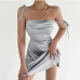 8Summer Charming Satin  Solid Backless Camisole Dress
