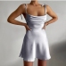 1Summer Charming Satin  Solid Backless Camisole Dress