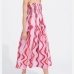 3Summer Ruched Print Sleeveless Midi Dress