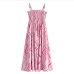 5Summer Ruched Print Sleeveless Midi Dress
