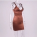 3Trending V Neck Ruched Sleeveless Mini Dress