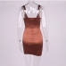 4Trending V Neck Ruched Sleeveless Mini Dress