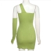 8Trendy Contrast Color One Shoulder Sleeveless Dress
