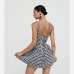 9Trendy Houndstooth Square Neck Pleated Dresses