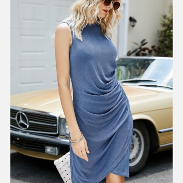 Urban Casual Sleeveless Ruched Dresses